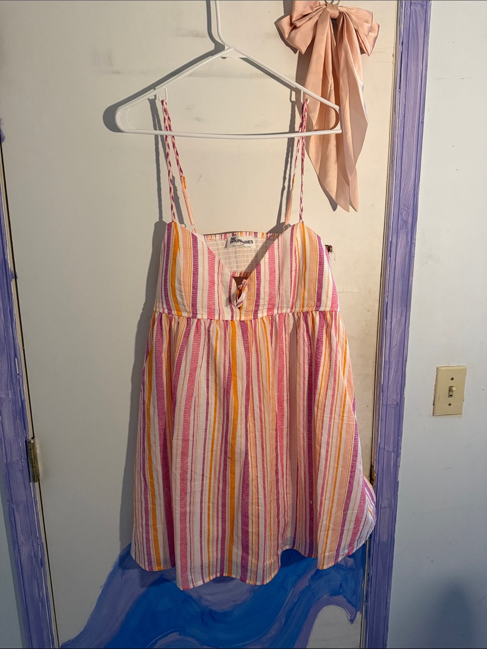 No Boundaries Pink, Yellow & White Striped Sundress
